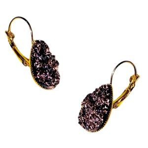 NWOT Purple/Gold Tone Druzy Earrings